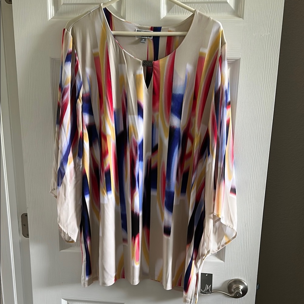 JM Collection Multicolor Abstract Blouse NWT 3X
